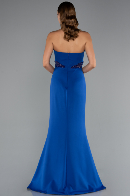 Robe de Soirée Longue Bleu Saxe ABU5227