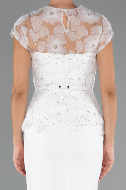Tenue de Soirée Midi Dantelle Blanc ABK2427