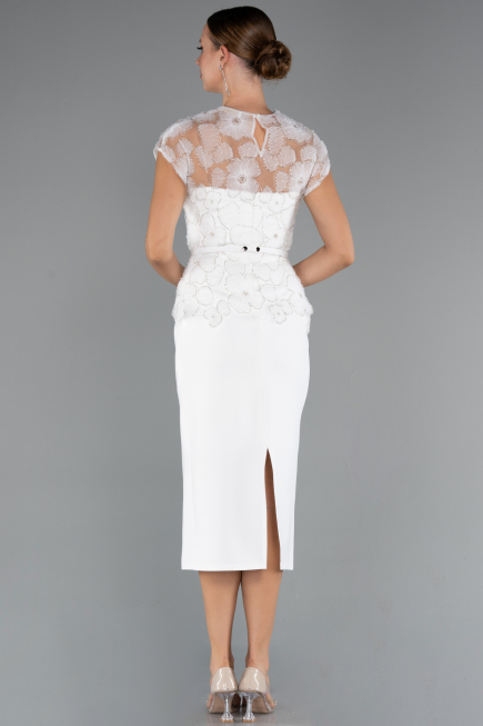 Tenue de Soirée Midi Dantelle Blanc ABK2427