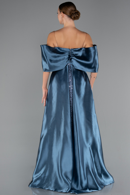 Robe de Soirée Longue Perlé Indigo ABU5234
