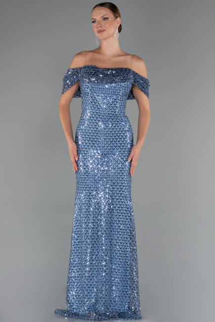 Robe de Soirée Longue Perlé Indigo ABU5239