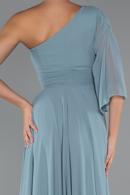 Robe de Soirée Longue Mousseline Turquoise ABU5259