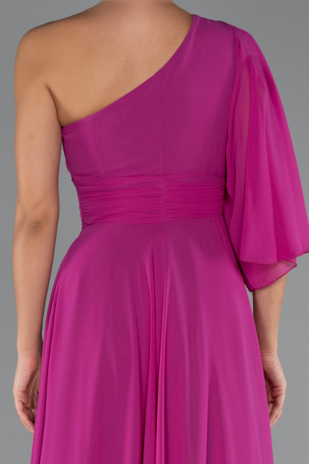 Robe de Soirée Longue Mousseline Fushia ABU5259