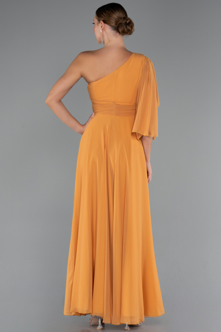 Robe de Soirée Longue Mousseline Orange ABU5259