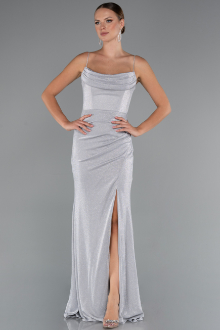 Robe de Soirée Longue Gris ABU5245