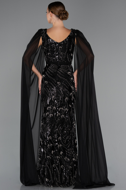 Robe de Soirée Longue Perlé Noir ABU5248