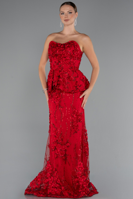 Robe de Soirée Longue Rouge ABU5249