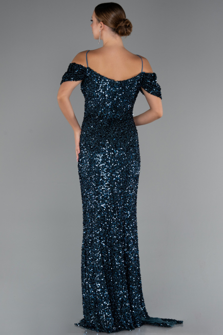 Robe De Soirée Grande Taille Longue Vert Pétrole ABU5232