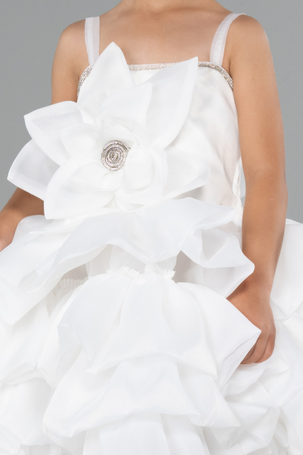 Robe de Soirée Enfants Courte Blanc ABK2433