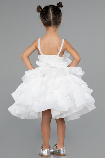 Robe de Soirée Enfants Courte Blanc ABK2433