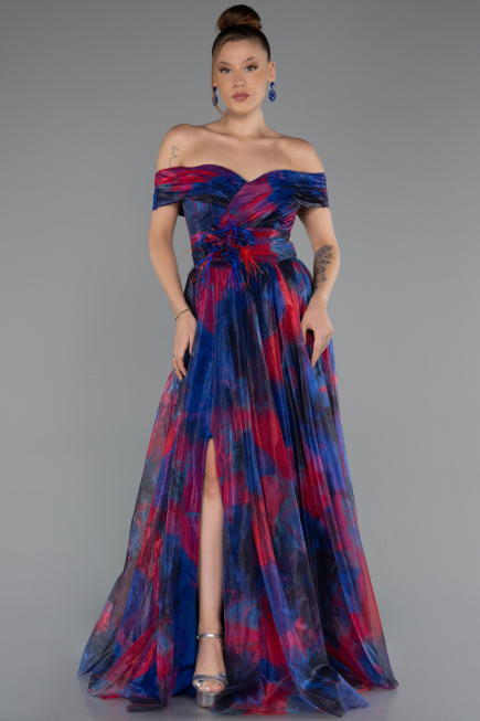 Robe de Soirée Longue Bleu Marine ABU5262