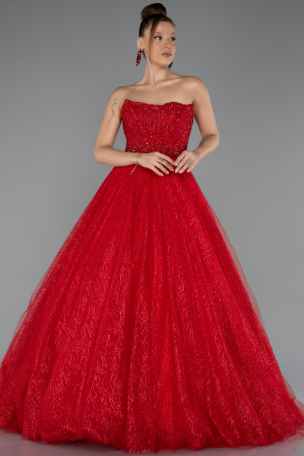 Robe de Soirée Longue Rouge ABU5265