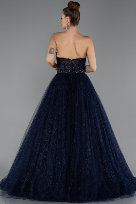 Robe de Soirée Longue Bleu Marine ABU5265