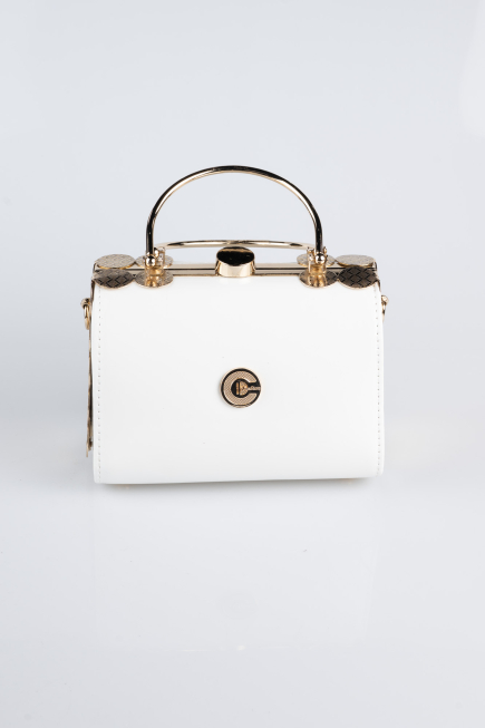 Sac de Soirée Cuir Verni Blanc KC170