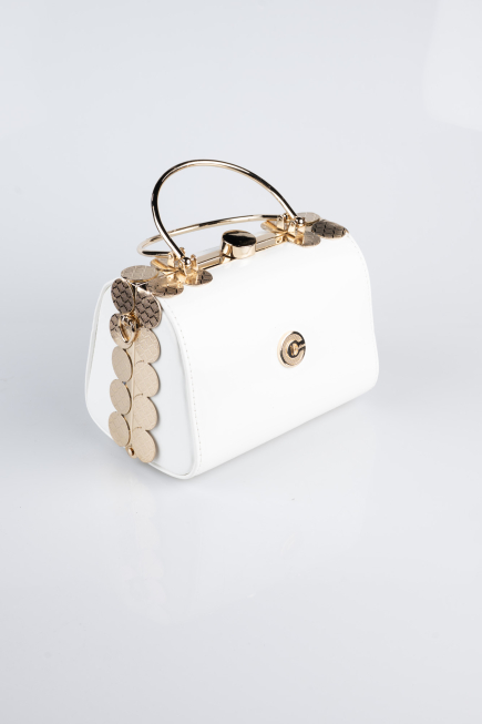 Sac de Soirée Cuir Verni Blanc KC170
