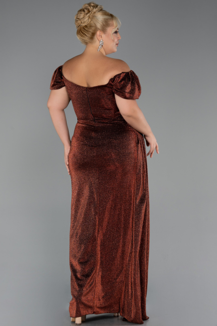 Robe de Soirée Grande Taille Longue Cuivre ABU2658
