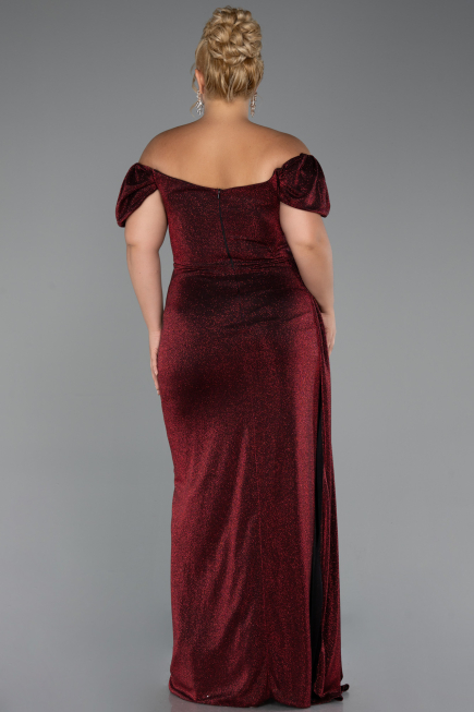 Robe de Soirée Grande Taille Longue Rouge Bordeaux ABU2658