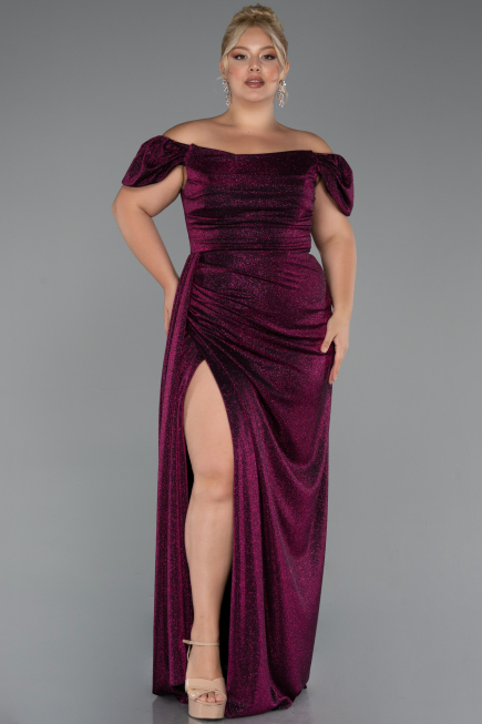 Robe De Soirée Grande Taille Longue Prune ABU2658