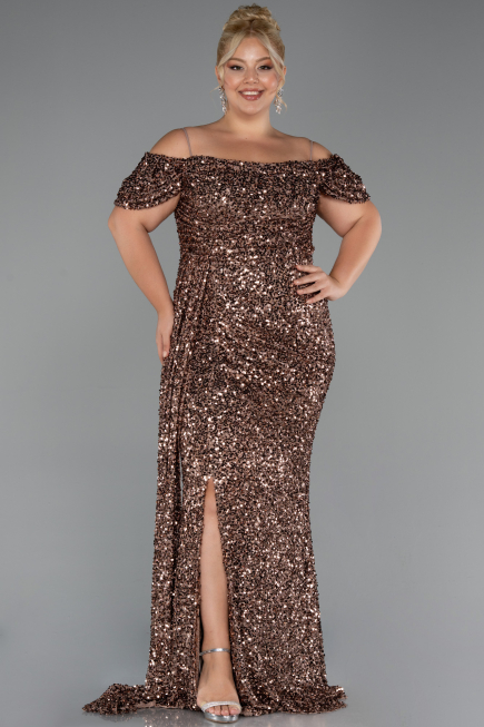 Robe De Soirée Grande Taille Longue Cuivre ABU5232