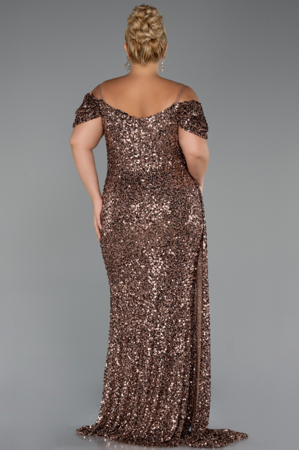 Robe De Soirée Grande Taille Longue Cuivre ABU5232