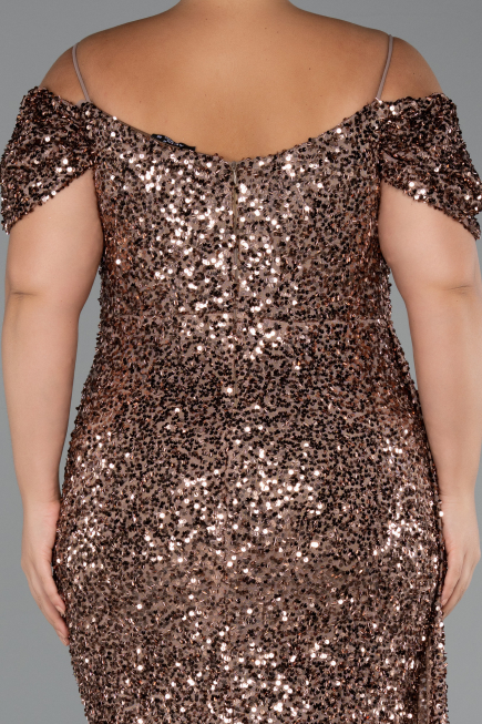 Robe De Soirée Grande Taille Longue Cuivre ABU5232