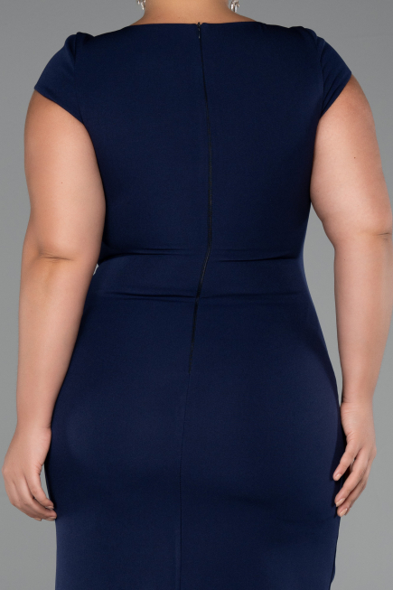 Robe De Fête Grande Taille Midi Bleu Marine ABK2340