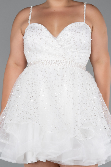 Robe Grande Taille Courte Blanc ABK2436