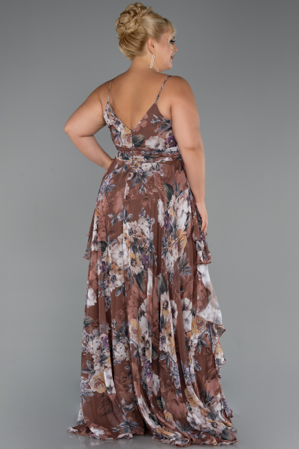 Robe De Soirée Grande Taille Longue Brun ABU5266
