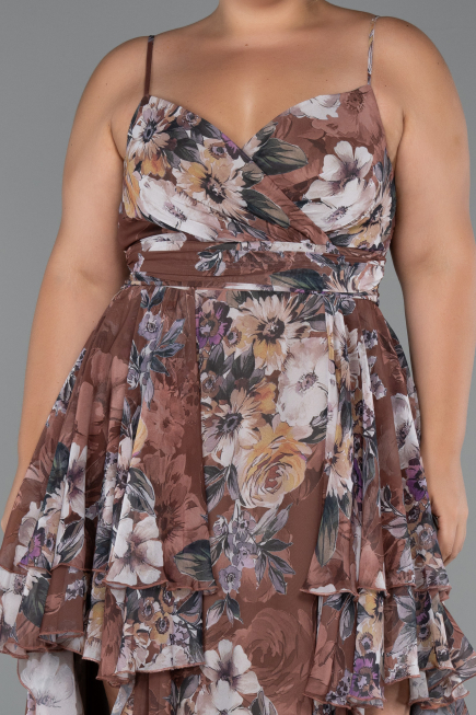 Robe De Soirée Grande Taille Longue Brun ABU5266