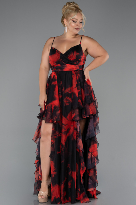 Robe De Graduation Grande Taille Longue Rouge ABU5267