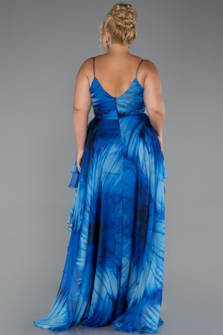 Robe De Graduation Grande Taille Longue Bleu Saxe ABU5267