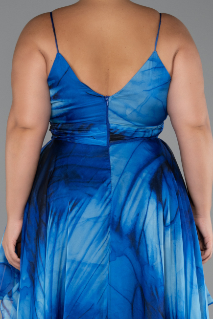 Robe De Graduation Grande Taille Longue Bleu Saxe ABU5267