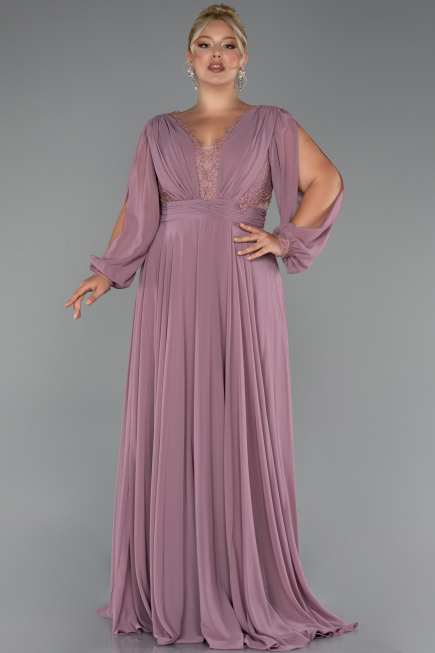 Robe Grande Taille Longue Mousseline Couleur Rose ABU5276