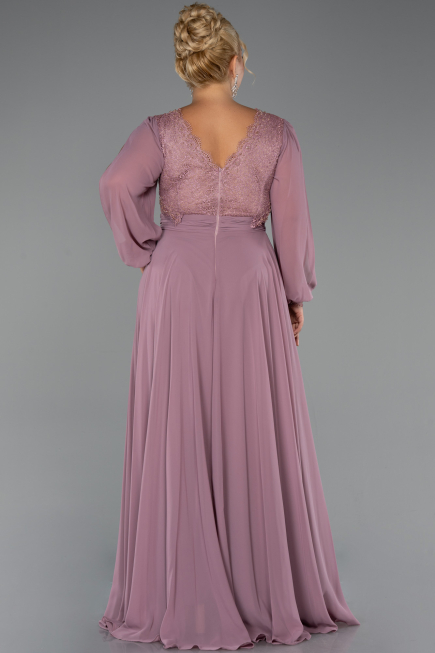 Robe Grande Taille Longue Mousseline Couleur Rose ABU5276