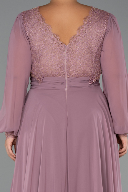 Robe Grande Taille Longue Mousseline Couleur Rose ABU5276