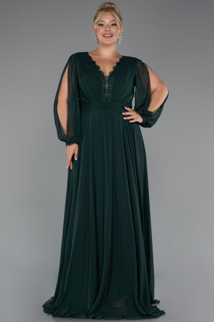 Robe Grande Taille Longue Mousseline Émeraude ABU5276