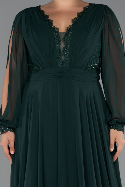 Robe Grande Taille Longue Mousseline Émeraude ABU5276