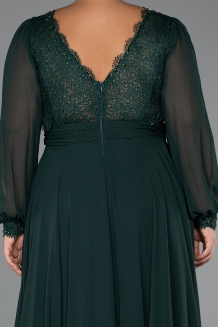 Robe Grande Taille Longue Mousseline Émeraude ABU5276