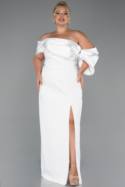Robe Grande Taille Longue Blanc ABU5047