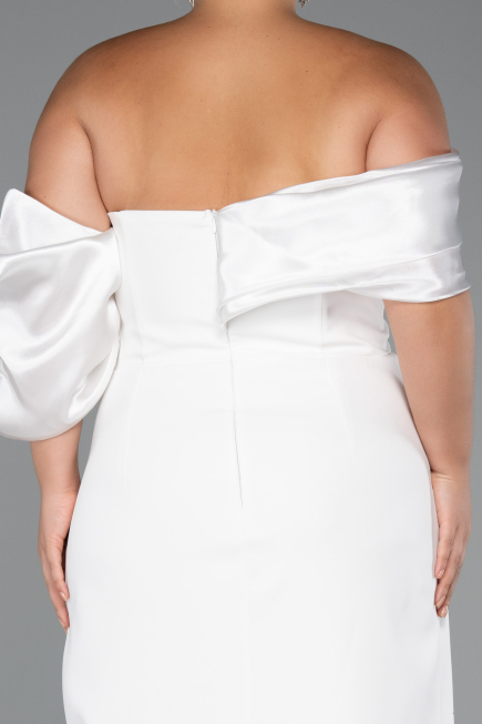 Robe Grande Taille Longue Blanc ABU5047