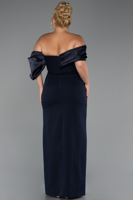 Robe Grande Taille Longue Bleu Marine ABU5047