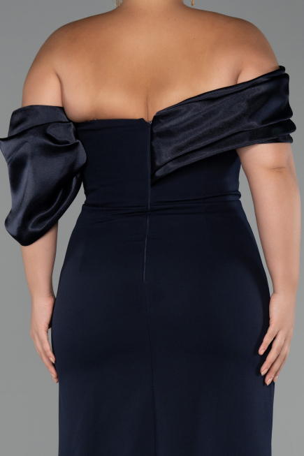 Robe Grande Taille Longue Bleu Marine ABU5047