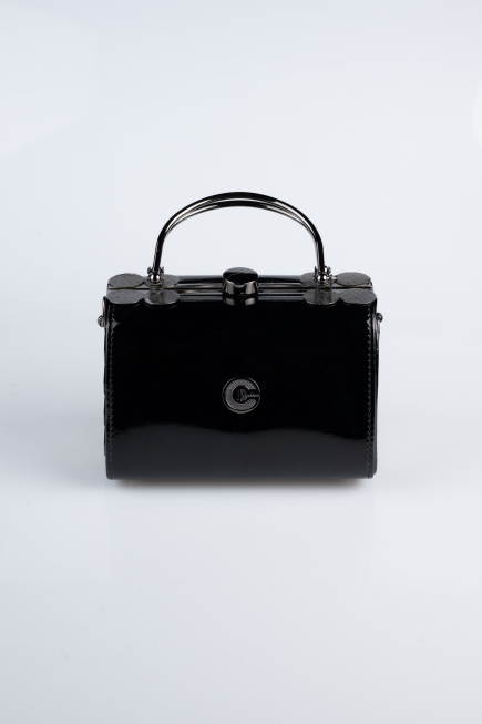 Sac de Soirée Cuir Verni Noir KC170