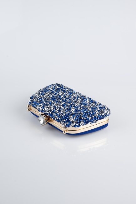 Sac de Soirée Luxe Couleur daim Bleu Saxe SH849