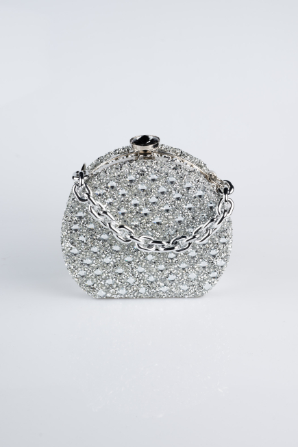 Sac de Soirée Luxe Pierreux Argent SH854