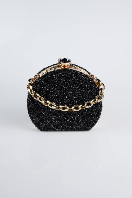 Sac de Soirée Luxe Pierreux Noir-Or SH854