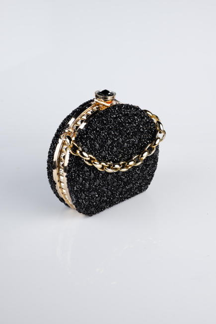 Sac de Soirée Luxe Pierreux Noir-Or SH854