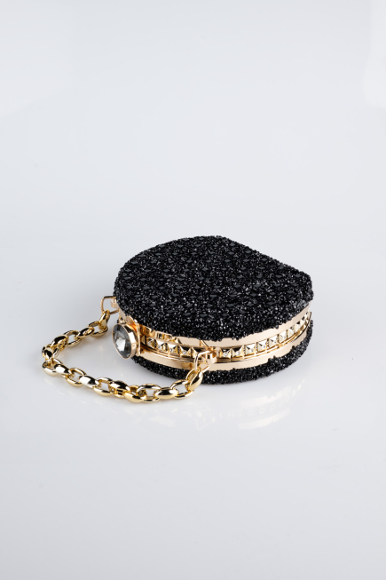Sac de Soirée Luxe Pierreux Noir-Or SH854