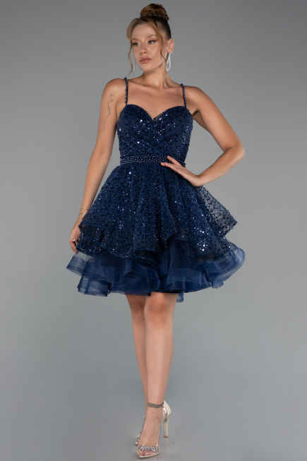 Tenue de Soirée Courte Bleu Marine ABK2435