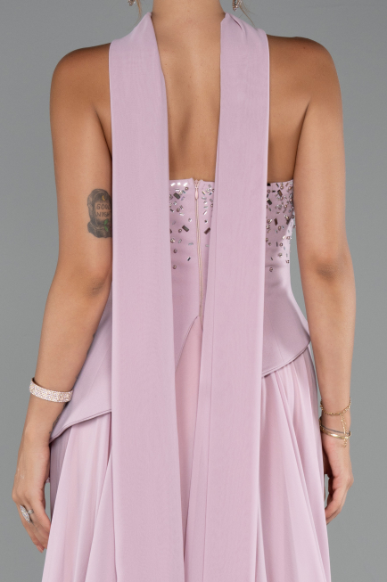 Robe de Soirée Longue Mousseline Poudre ABU5280